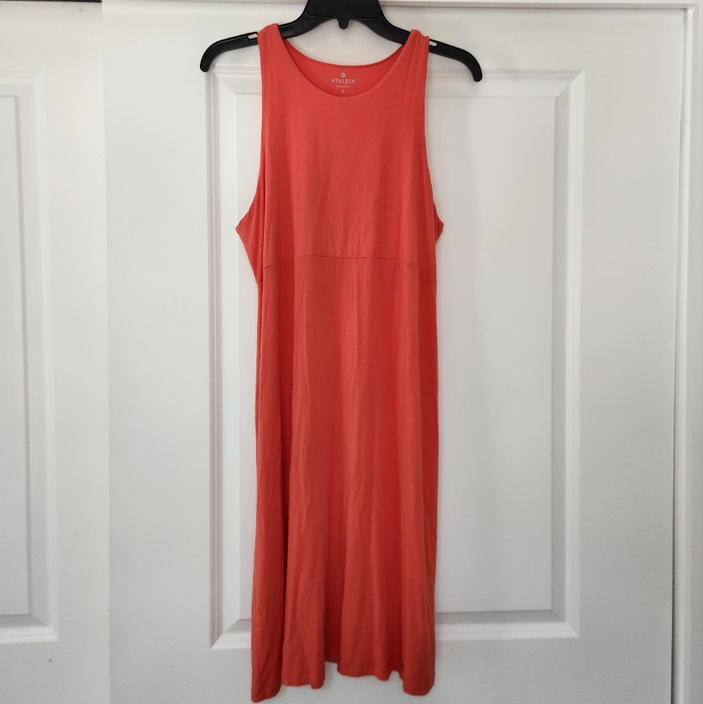 Athleta High Neck Sleeveless Modal Casual Dress Coral Pink Large